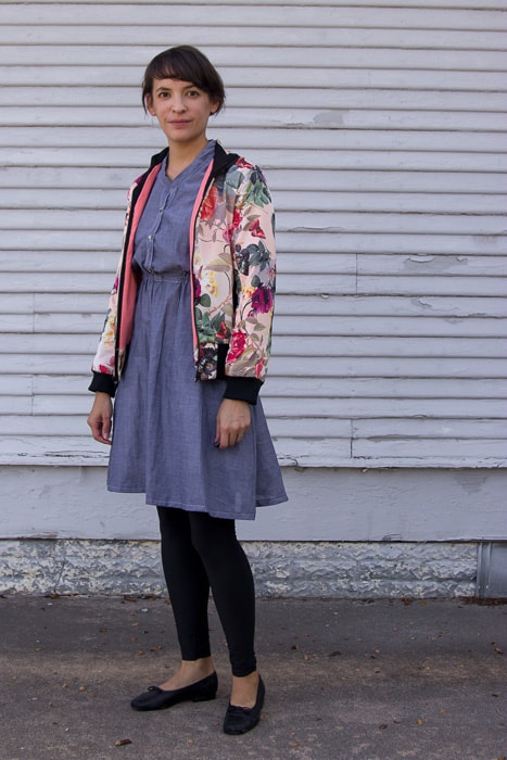 McCartney Jacket by Shwin Designs, Marigold Dress by Blank Slate Patterns, Go To Knit Pants by Go To Patterns, sewn by Melly Sews