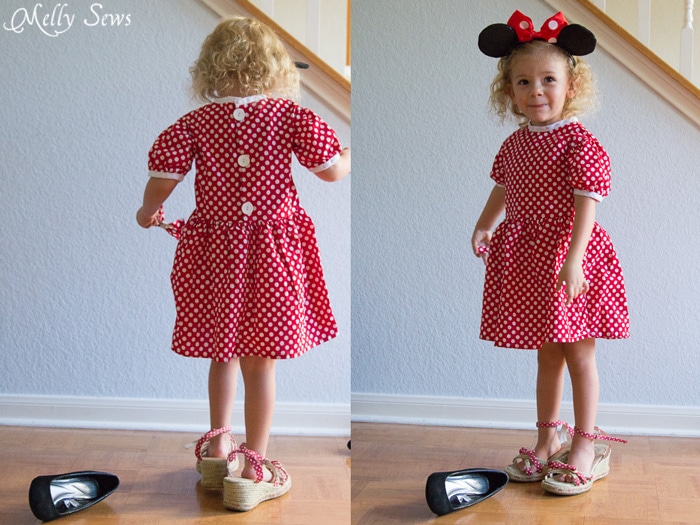 Playing Dress Up - Minnie Mouse dress - Fiesta Frock dress for girls with free pattern - Melly Sews