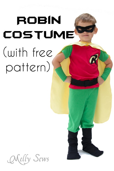 Robin Costume DIY - how to make a Batman and Robin costume for Halloween - Melly Sews