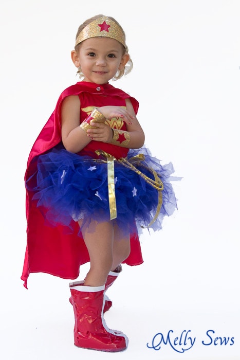 So adorable! Make a toddler Wonder Woman tutu costume - Melly Sews