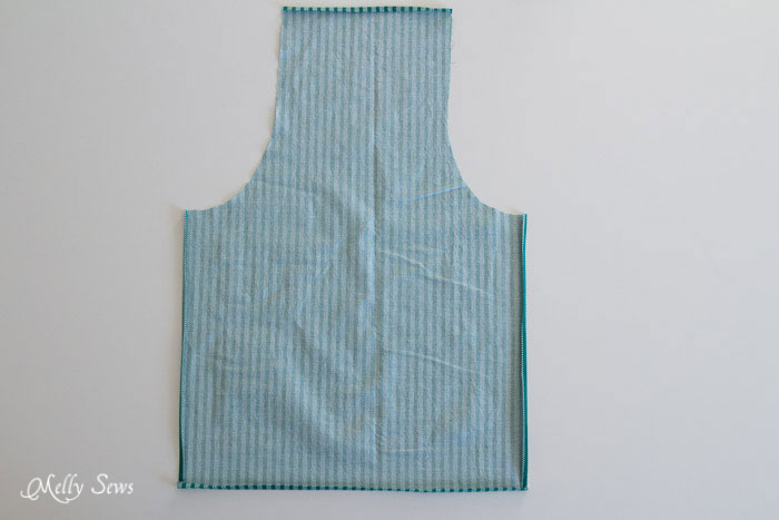 Cut out fabric, press hems - How to sew an apron - Easy tutorial by Melly Sews