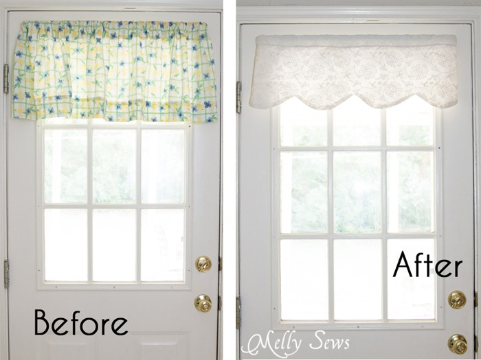 Before and After - How to sew valances - tutorial for a scalloped valance - Melly Sews