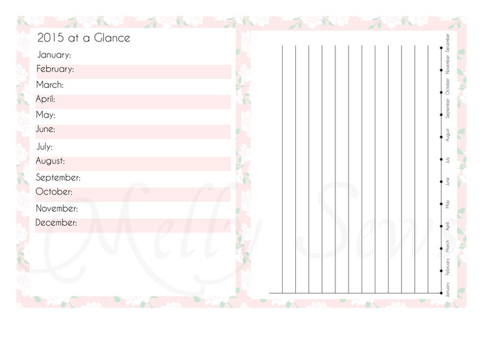 Yearly Overview and Bar Graph Tracking pages - Blog Planner - Melly Sews