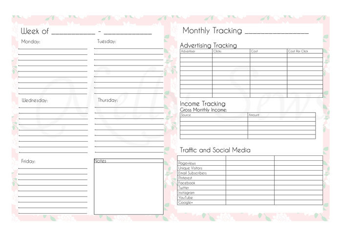 Daily To Do lists and Monthly Tracking - Blog Planner Pages - Melly Sews