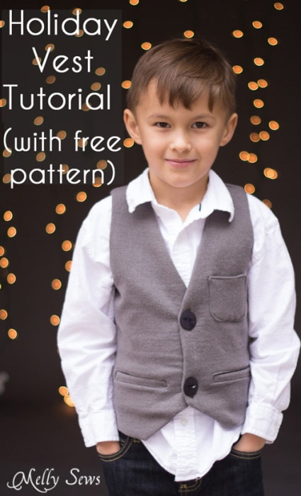 Sew a vest - Boys Holiday Vest with Free Pattern - Melly Sews