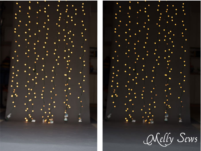 How to get twinkle light bokeh for holiday photos - Melly Sews