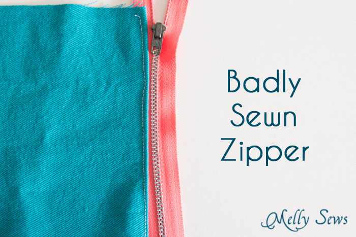 Badly sewn zipper example - Melly Sews