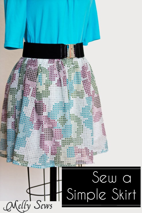 Sew a Simple Skirt Tutorial - Make this easy skirt in 45 minutes in any size without a pattern! Get the full tutorial at Melly Sews