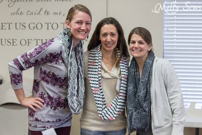 Showing off new scarves - How to sew an infinity scarf - Make an infinity scarf in just 3 steps! Perfect for a gifts or group craft projects - Melly Sews