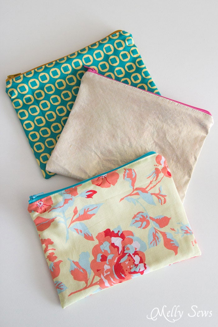 Cute Assortment - How to Sew a Zipper Pouch - 15 minute sewing project - Melly Sews