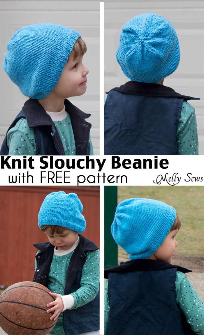 Easy gift to knit - Slouchy knit beanie pattern for any size with a FREE pattern from Melly Sews
