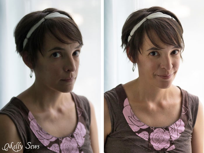 Before and after using a light reflector. 