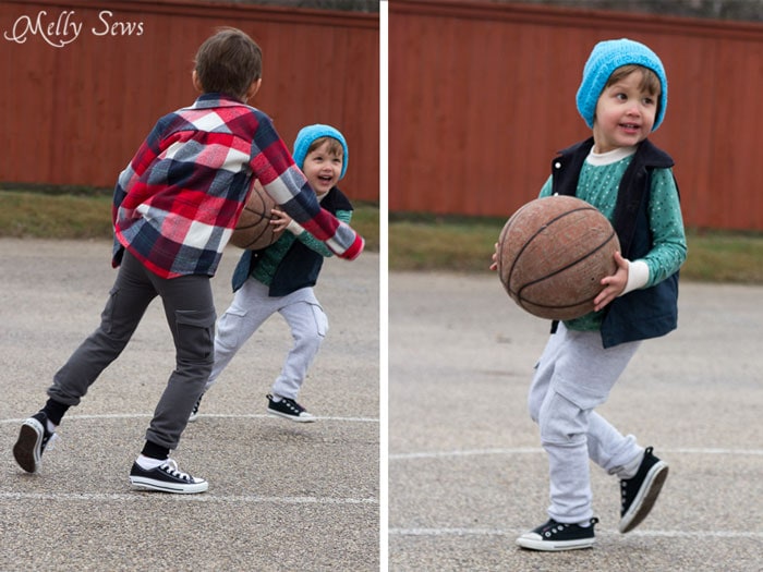 Play hard, look good - Sew an on trend pair of slim sweatpants for boys with this FREE sewing pattern from Melly Sews and Blank Slate Patterns