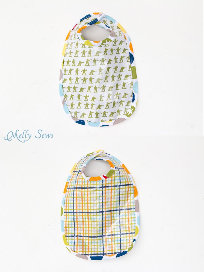 Laminated Bib - Sew a Bib with this free pattern and make it easy wipe - Written and Video tutorials - Melly Sews