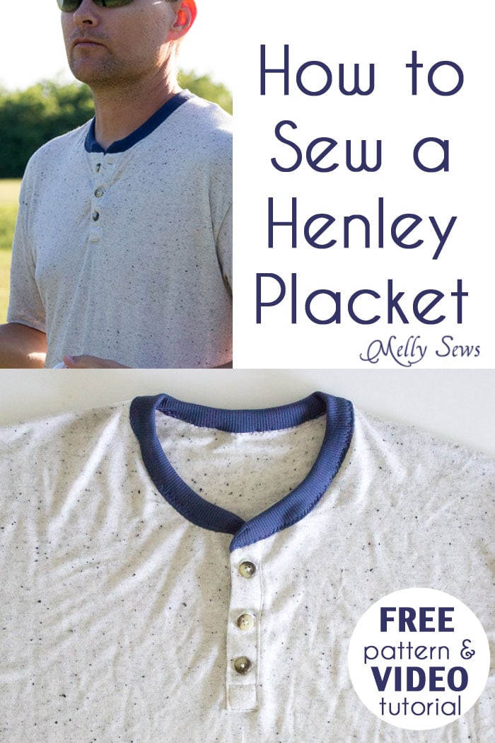 How to sew - henley placket on a t-shirt - Melly Sews