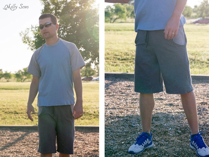 Perfect for the Park - Sew Mens Shorts Tutorial - with drawstring and pockets - Melly Sews