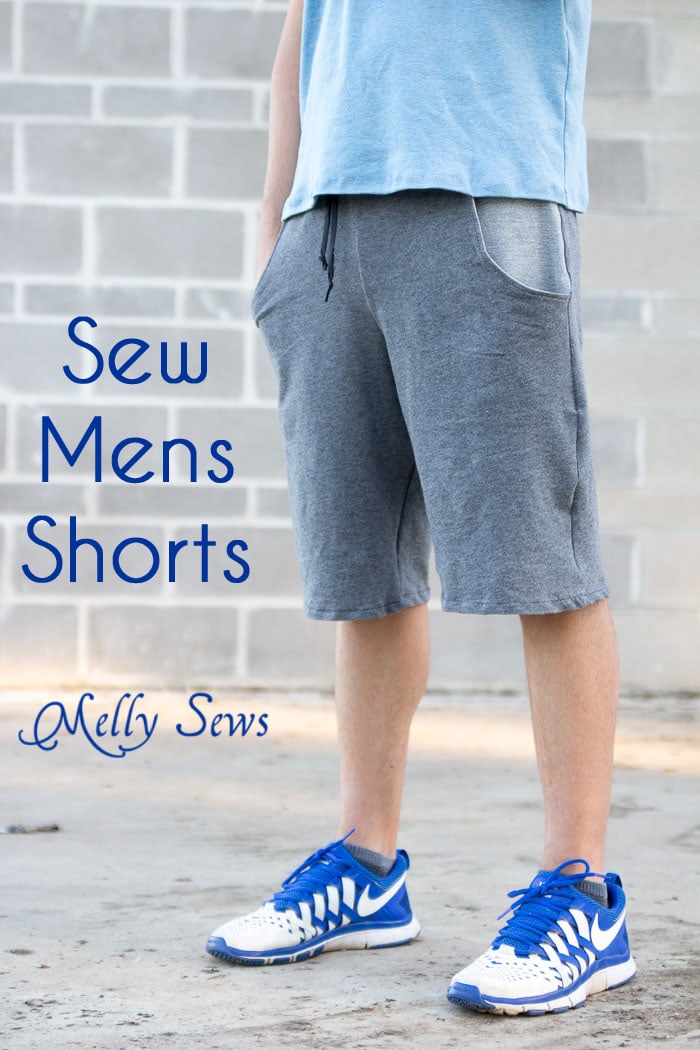 Sew Mens Shorts Tutorial - with drawstring and pockets - Melly Sews
