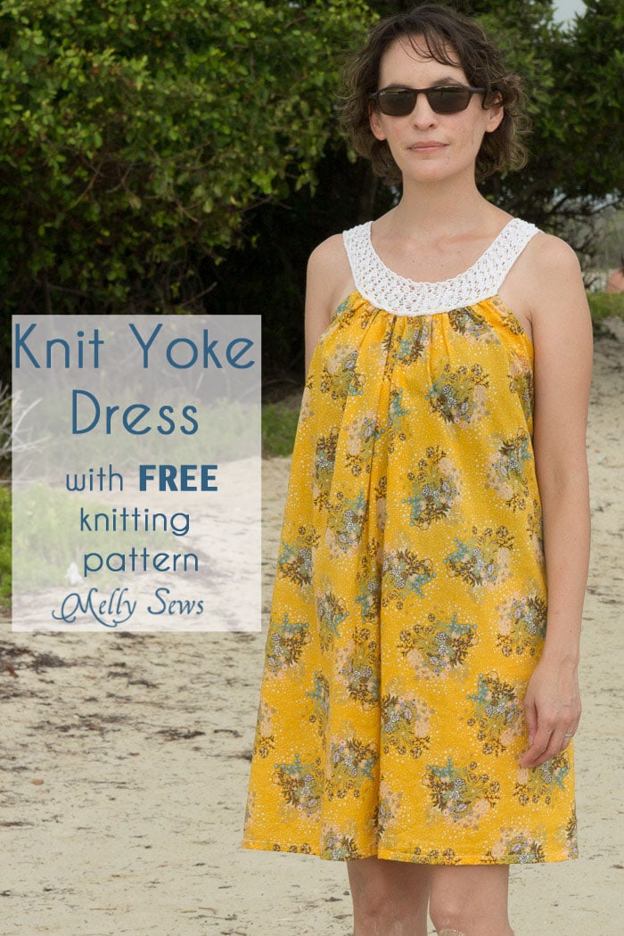 Knit Yoke Sundress with free knitting pattern - Sew a pillowcase dress and add a knit yoke - Melly Sews