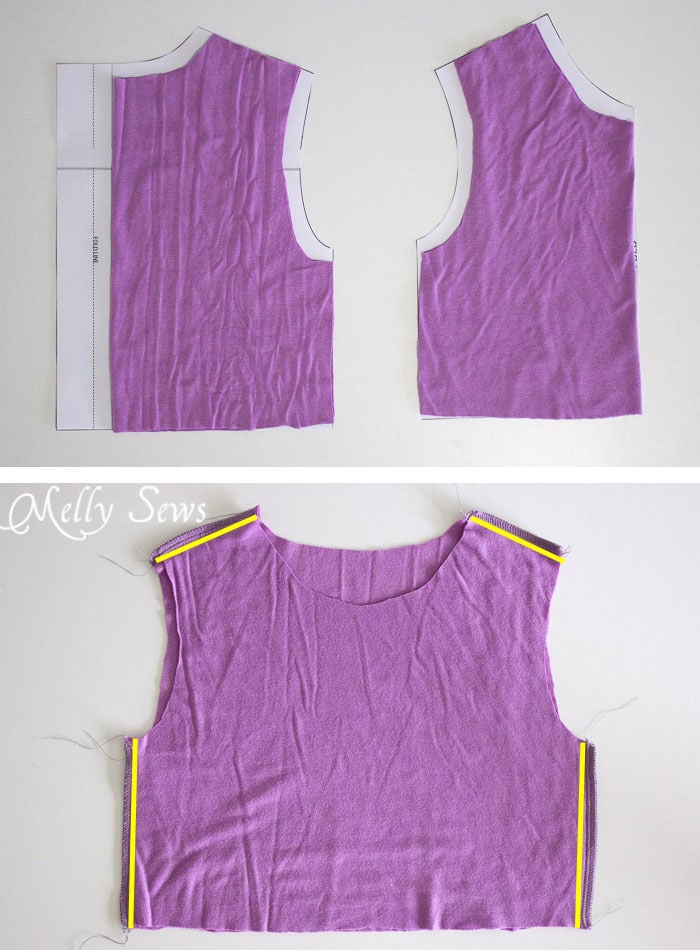 Step 1 Handkerchief Hem Dress tutorial - Sew a knit girls dress with this free pattern - Melly Sews