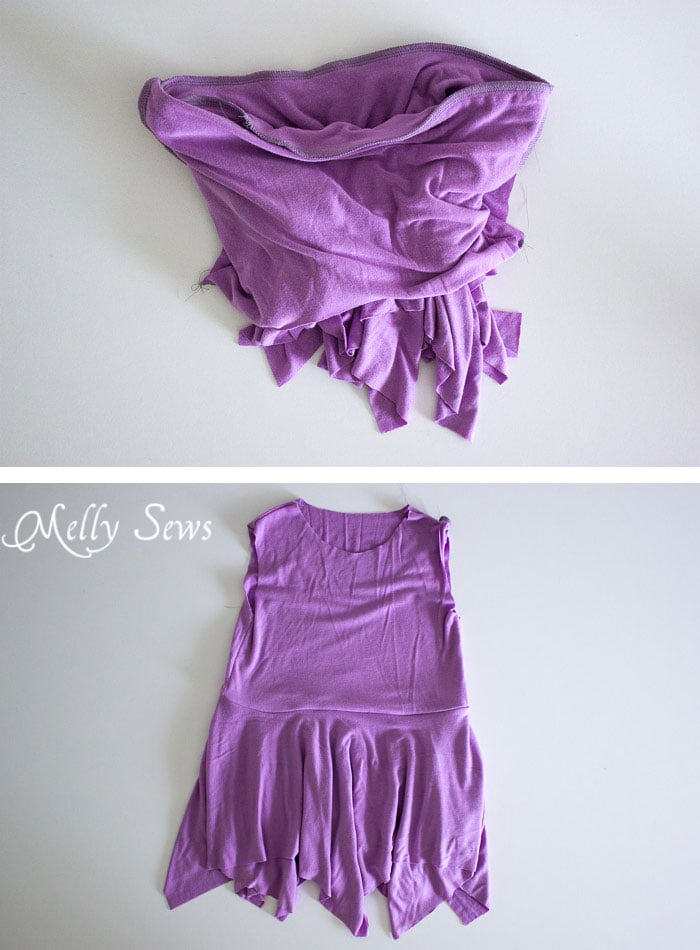 Step 3 - Handkerchief Hem Dress tutorial - Sew a knit girls dress with this free pattern - Melly Sews