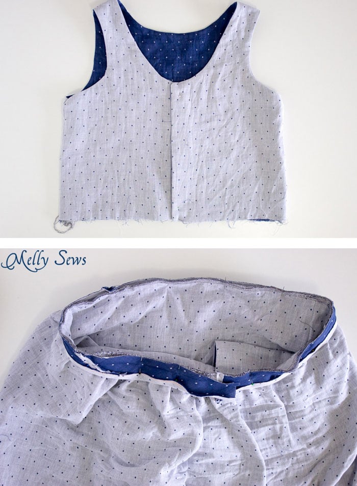 Bias tape waist finish - How to sew a Reversible Dress - 30 Days of Sundresses - Melly Sews