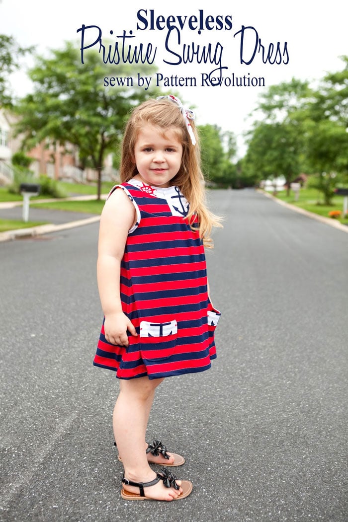 Patriotic Dress - Make this 4th of July perfect dress with the Pristine Swing Dress pattern by Blank Slate Patterns sewn by Pattern Revolution