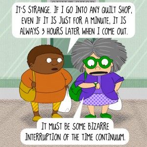 Mrs Bobbins goes fabric shopping - More sewing humor on Melly Sews