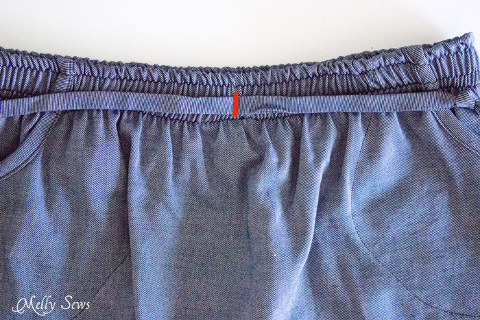 Faux Drawstring Detail - Chambray High Low Skirt Tutorial - Melly Sews