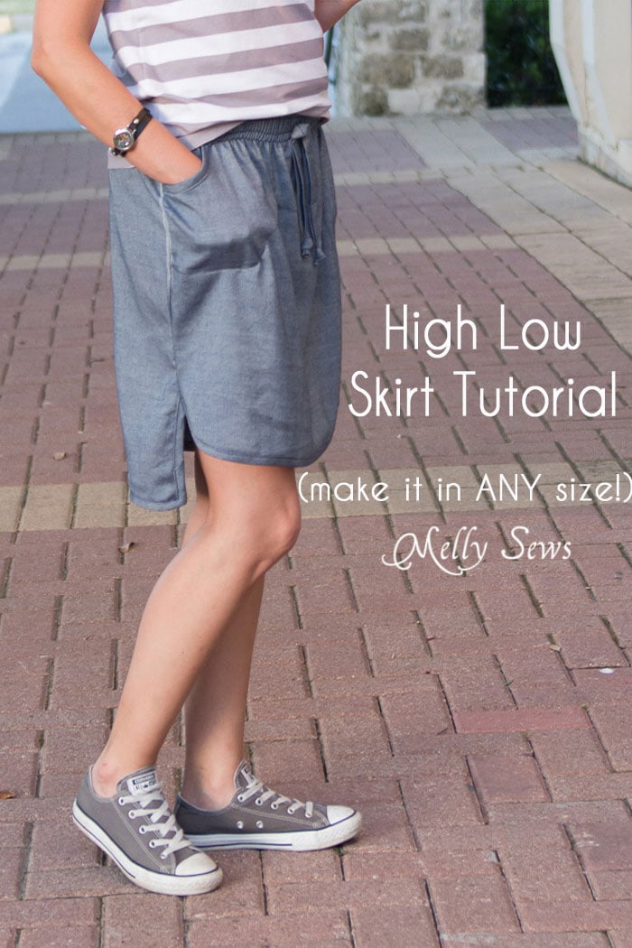 Chambray High Low Skirt Tutorial - Melly Sews 