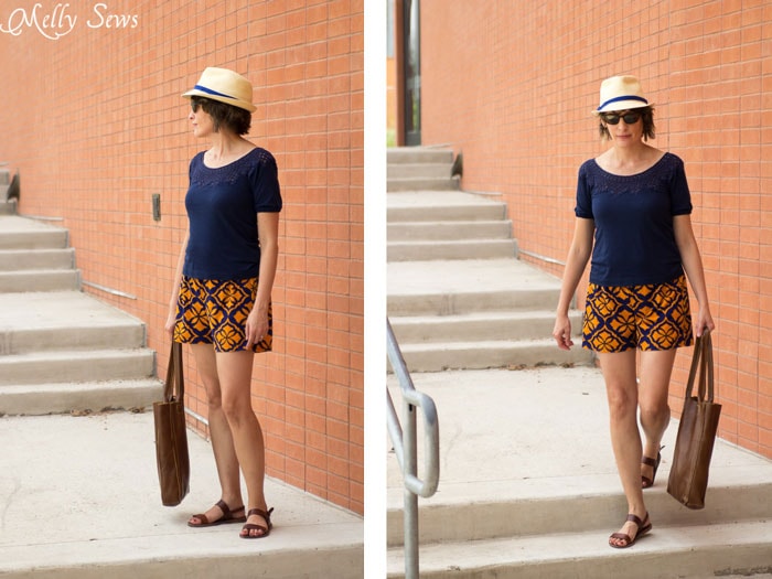 Casual and comfy - Sew Women's Shorts with this FREE pattern and tutorial - Graphic Print Shorts by Melly Sews