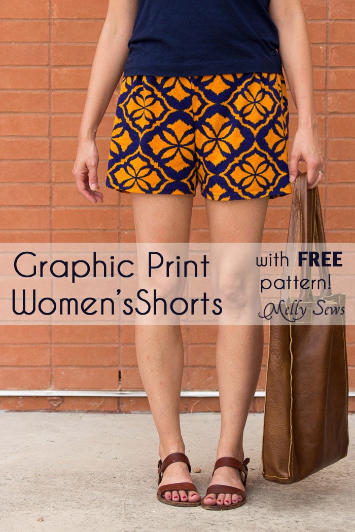 Sew Womens Shorts with this FREE pattern and tutorial - Graphic Print Shorts by Melly Sews