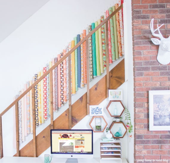 Roll Your Fabric to Store on the Wall - So pretty!