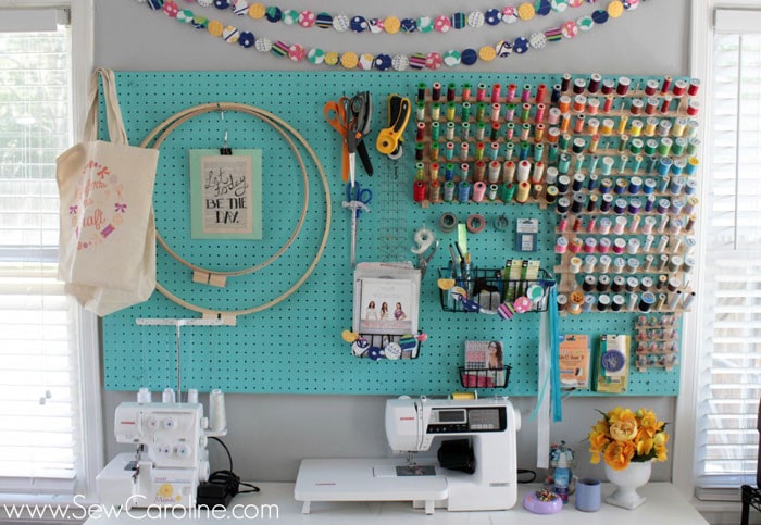 Sewing room pegboard - Sew Caroline