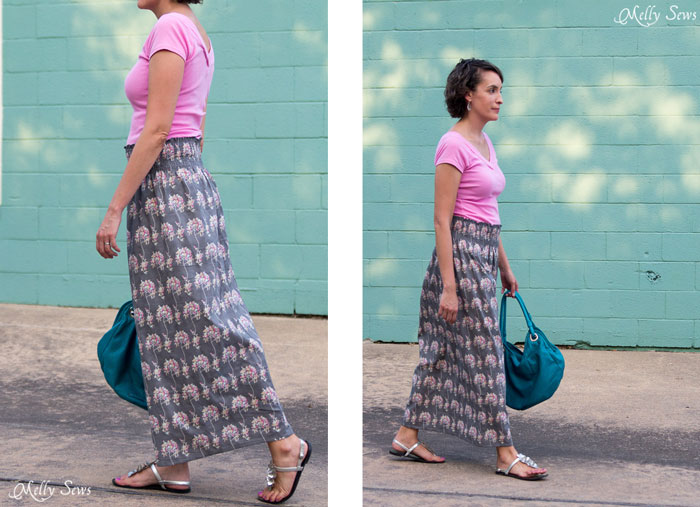 Cute, light and easy - just my style! Make a stretch waist skirt from woven fabric with elastic thread shirring - Melly Sews