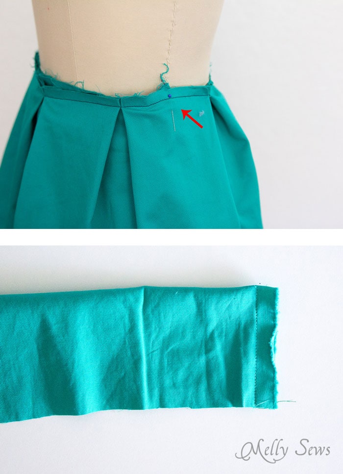 Step 5 - DIY Pleated Wrap Skirt - Sew a Pleated Mini Skirt with this easy tutorial - no buttons or zippers needed! - Melly Sews