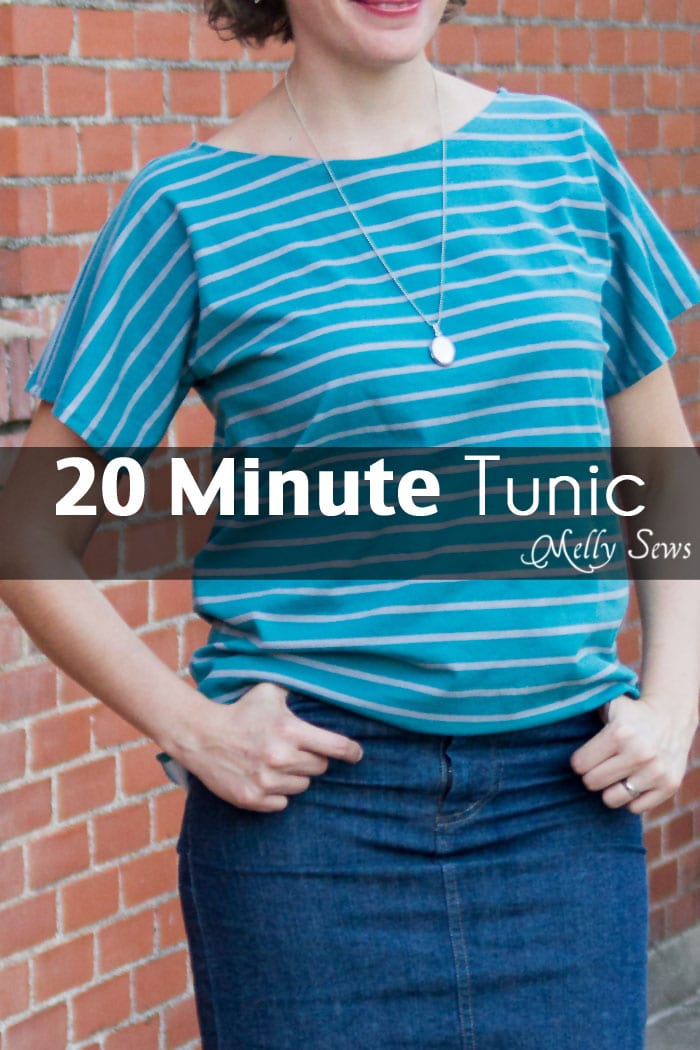 20 Minute Tunic - Sew this top from any kind of knit fabric in about 20 minutes with this EASY how to sew a shirt tutorial from Melly Sews