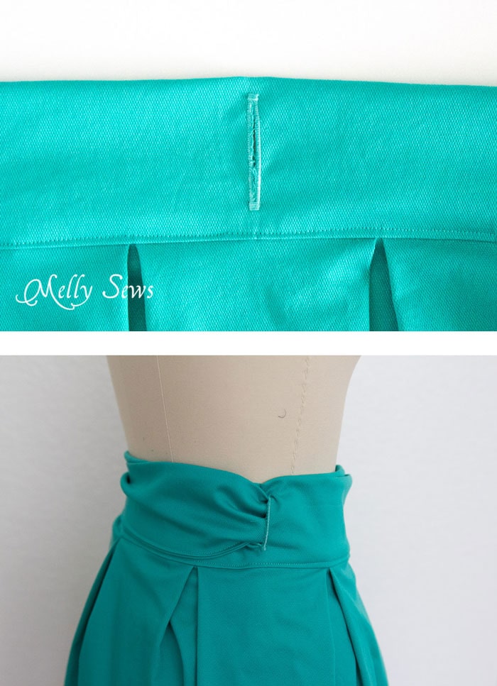 Step 9 - DIY Pleated Wrap Skirt - Sew a Pleated Mini Skirt with this easy tutorial - no buttons or zippers needed! - Melly Sews