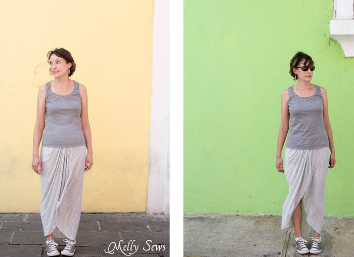 Cute and breezy summer skirt - Draped Skirt Tutorial - make this wardrobe staple - it's actually easy! - Sewing tutorial from Melly Sews
