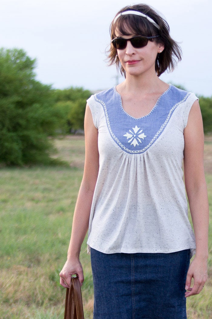 Adora Top sewn by Melly Sews - How to Hand Embroider - Embroidery Stitches to add to a handmade or store bought shirt - Women's DIY Fashion and sewing - Melly Sews