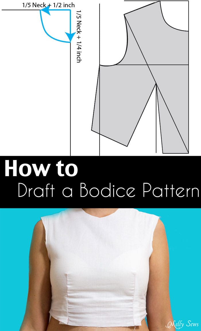 How to draft a bodice - Make a bodice pattern - bodice drafting - Melly Sews