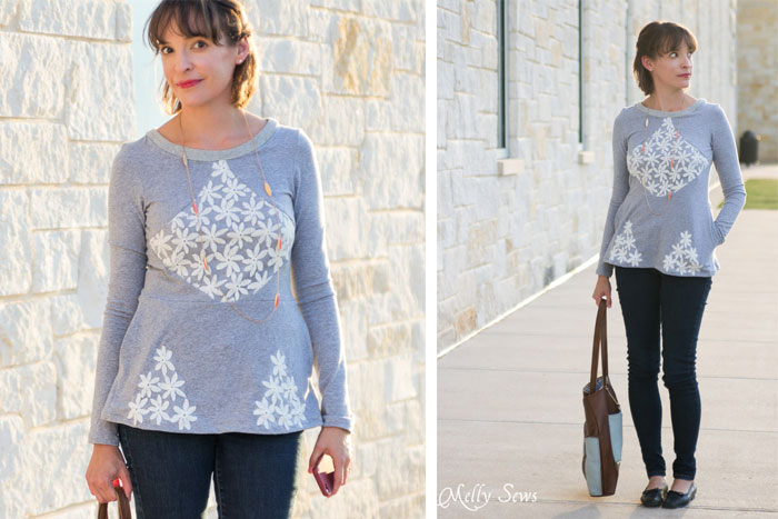 Diamond Top with Lace - Pattern by Shwin Designs for Pattern Anthology, sewn by Melly Sews