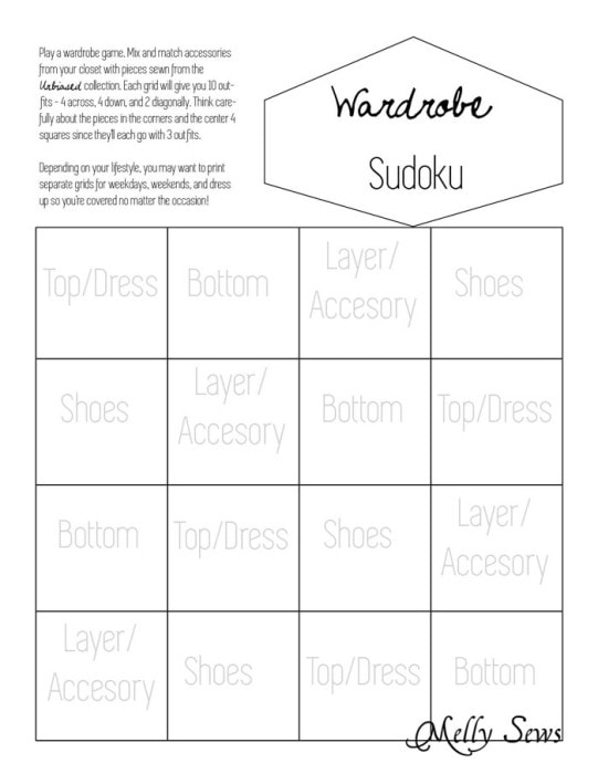 Free download for wardrobe sudoku - a fun way to plan a capsule wardrobe