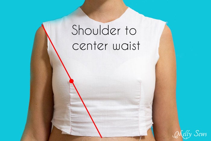 Measure Shoulder to Center Waist Front - Melly Sews