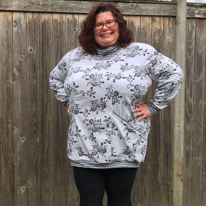 Denver Tunic by Happily Caffeinated for Curvy Sewing Collective in Idle Wild Gray Floral