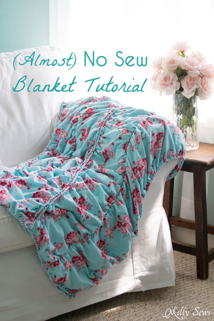 MUST MAKE! This beautiful knit fabric is almost a no sew blanket project! So pretty, and looks much easier than the final result would have you guess - Melly Sews