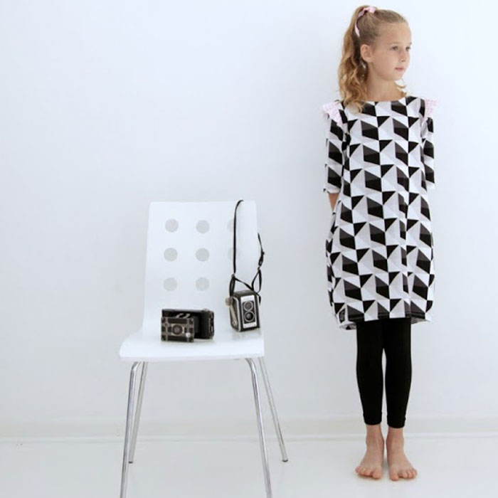 Cocoon Dress by No Big Dill in Idle Wild Black Triangles