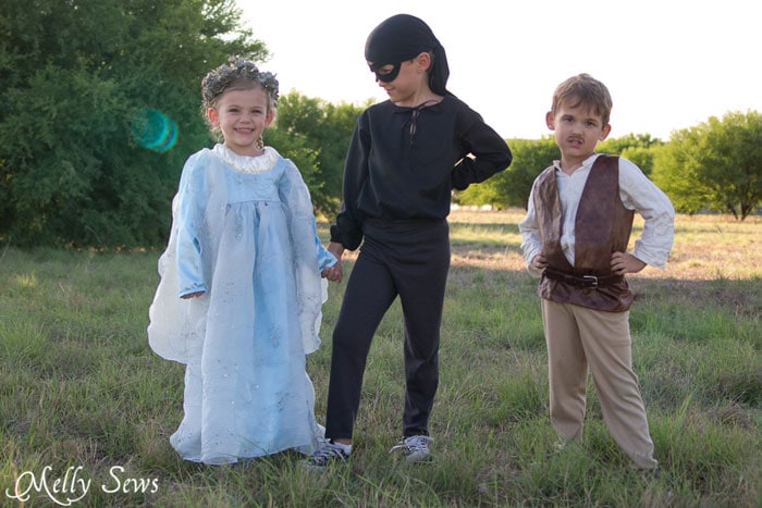 It's the Princess Bride for kids! Make a prince costume with a free pattern - this could also be a pirate or even Inigo Montoya costume - Melly Sews