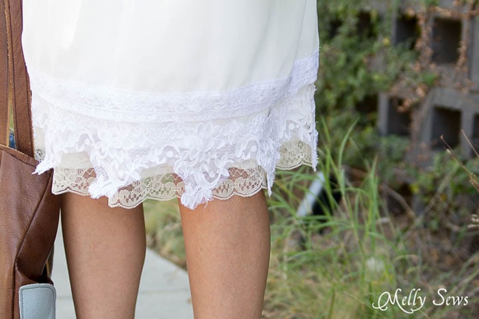 What to do with that pretty vintage lace you sometimes find at antique stores - Vintage Lace Skirt - sewn from Just for You book - Melly Sews