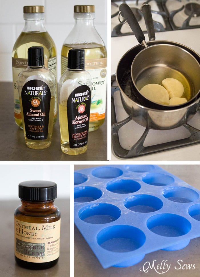 DIY Lotion Bar Ingredients - Great gift! Make homemade lotion bars and cute drawstring bags to store them in! - Melly Sews 