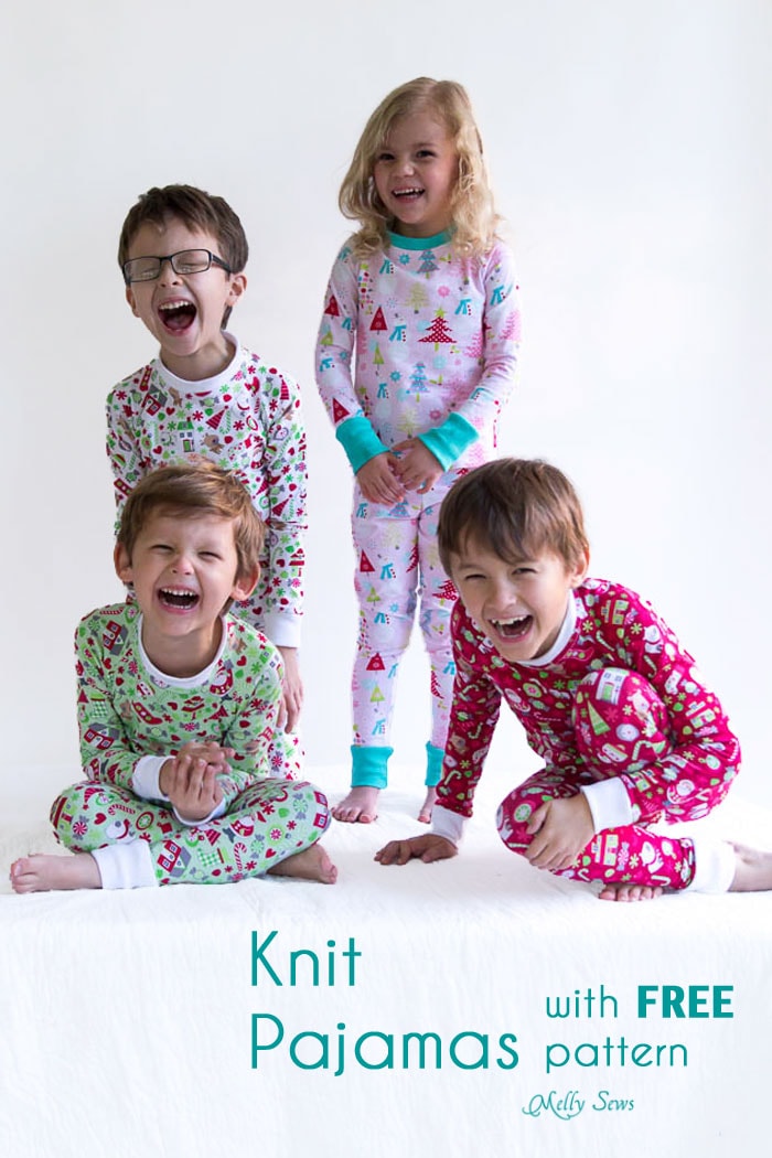 Oh, the cuteness! DIY Sew knit kids Christmas pajamas - with FREE pattern! - Melly Sews
